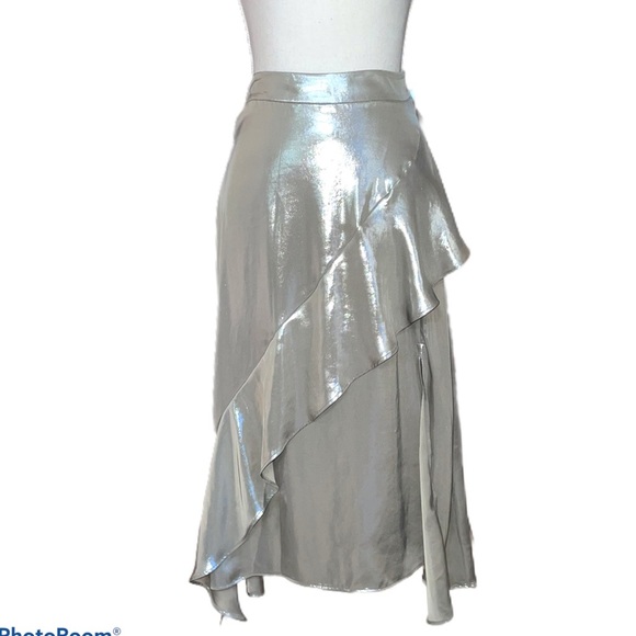 ZARA Metallic Effect Ruffled Skirt - Picture 2 of 7